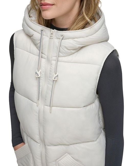 Andrew Marc White Kerr Long Quilted Puffer Vest
