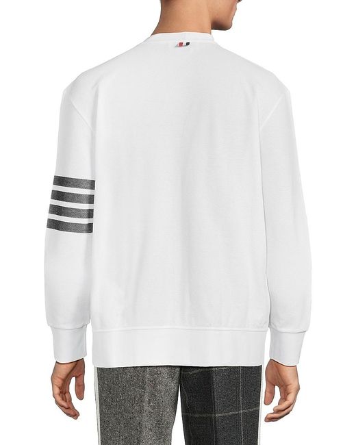 Thom Browne White V-Neck Cotton Button-Front Cardigan for men