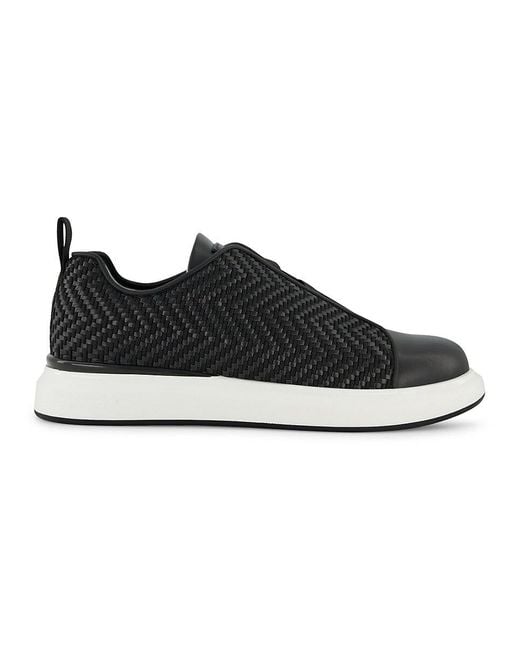 Karl Lagerfeld Black Mixed Media Laceless Sneakers for men