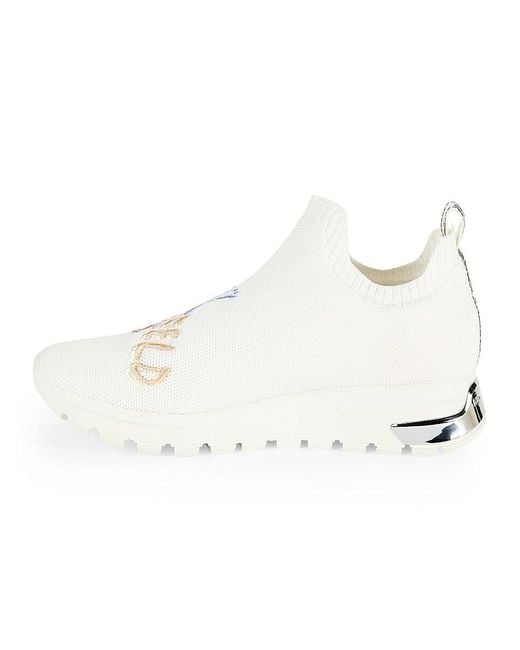 Karl Lagerfeld White Mirren Embroidery Low Top Slip On Sneakers