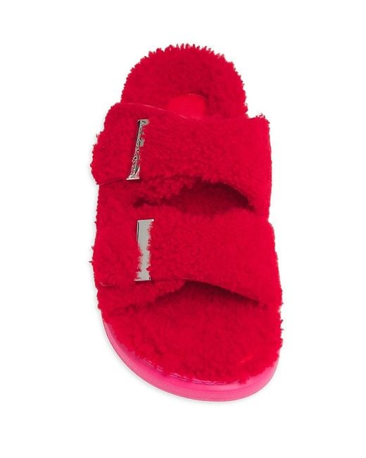 Alexander McQueen Red Shearling Platform Sandals