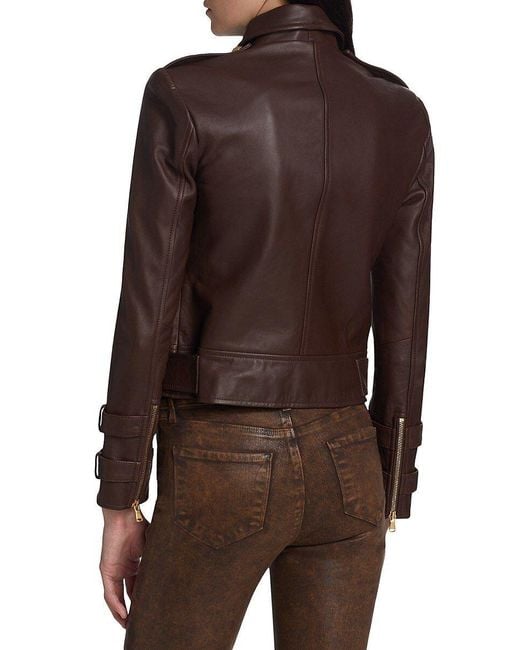 L'Agence Brown Billie Belted Leather Jacket