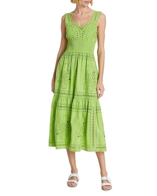 Rails Green Fawn Eyelet Sweetheart Midi-Dress