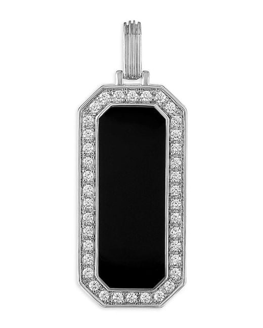 Esquire Sterling Silver, Black Ip & Cubic Zirconia Pendant Necklace for men