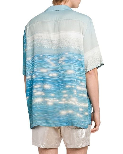 BLUE SKY INN Blue Ocean Satin Camp Shirt for men
