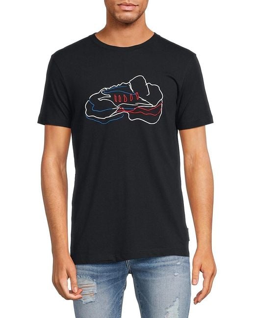 French Connection Black Sneaker Embroidery Tee for men
