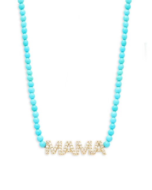 Saks Fifth Avenue Blue 14k Yellow Gold, Turquoise & 0.2 Tcw Diamond Mama Necklace