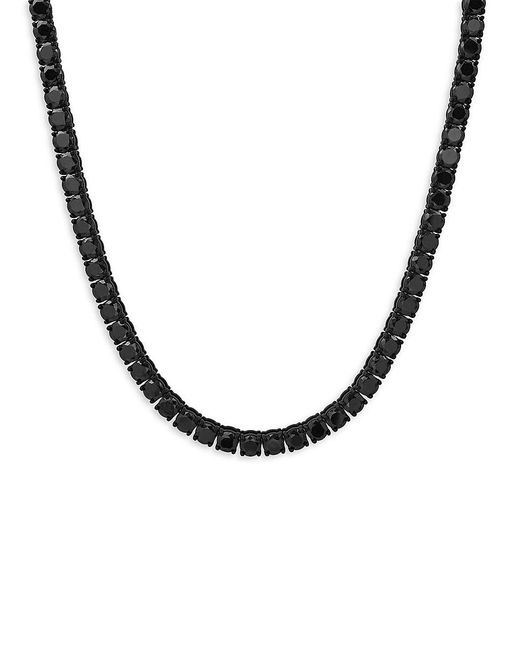 Anthony Jacobs Metallic Black Ip Stainless Steel & Simulated Diamond Tennis Necklace for men