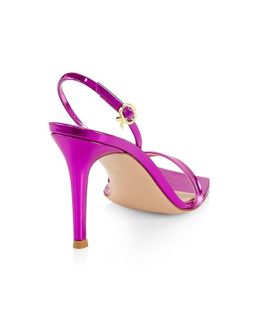 Gianvito Rossi Pink Ribbon Patent Leather Stiletto Sandals