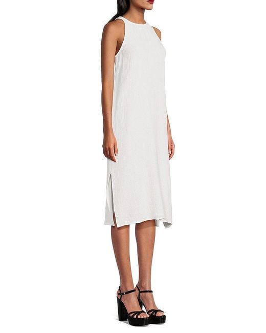Saks Fifth Avenue White Sleeveless Midi Dress