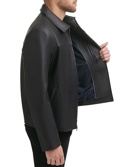 Cole Haan Black Smooth Lamb Leather Jacket for men