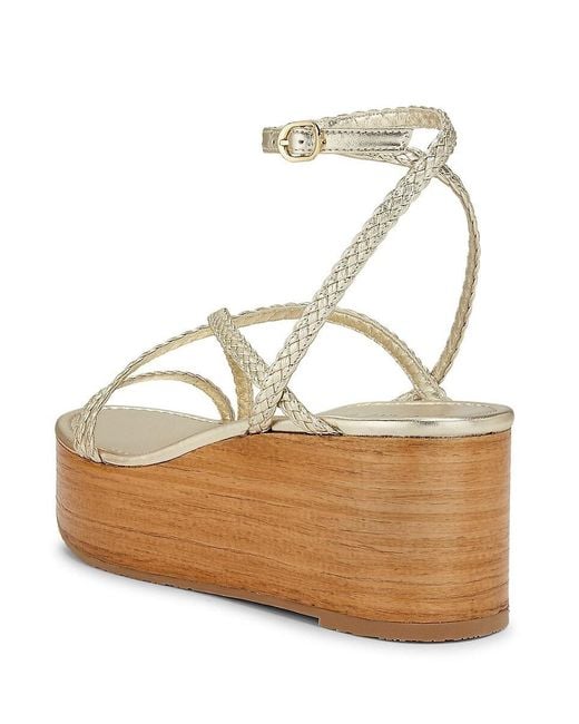 Stuart Weitzman 60Mm Wovette Metallic-Woven Wedges