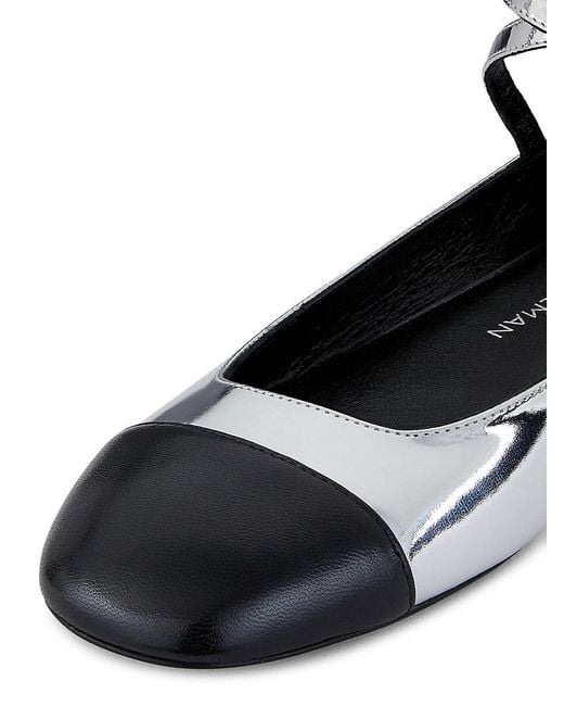 Stuart Weitzman White Eden Leather Ankle-Wrap Flats