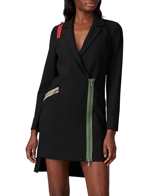 Nicole Miller Black Asymmetric Zip Blazer Dress