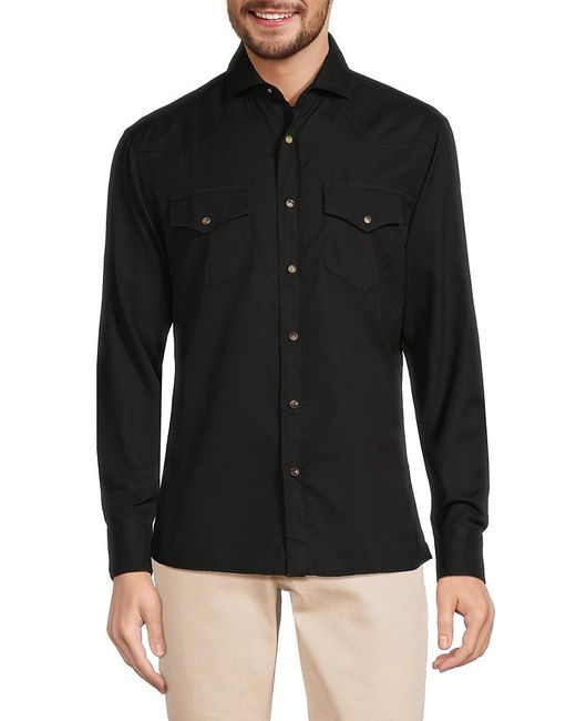 Brunello Cucinelli Black 'Easy Fit Western Shirt for men