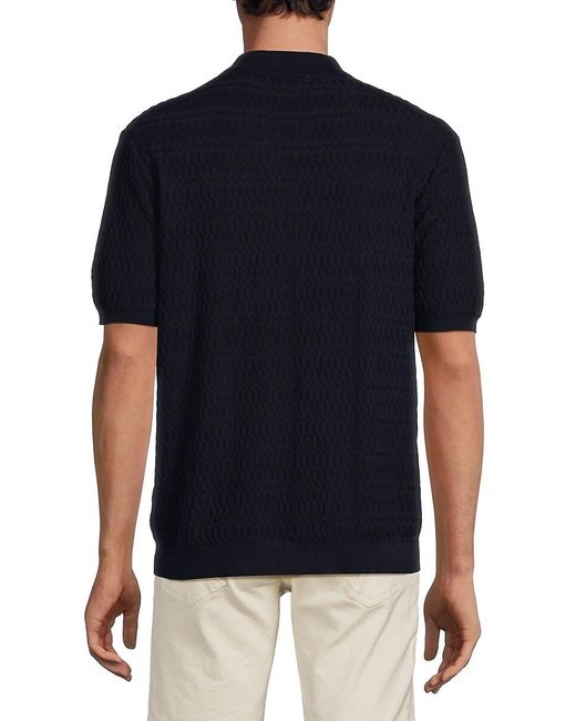 Slate & Stone Blue Textured Sweater Polo for men