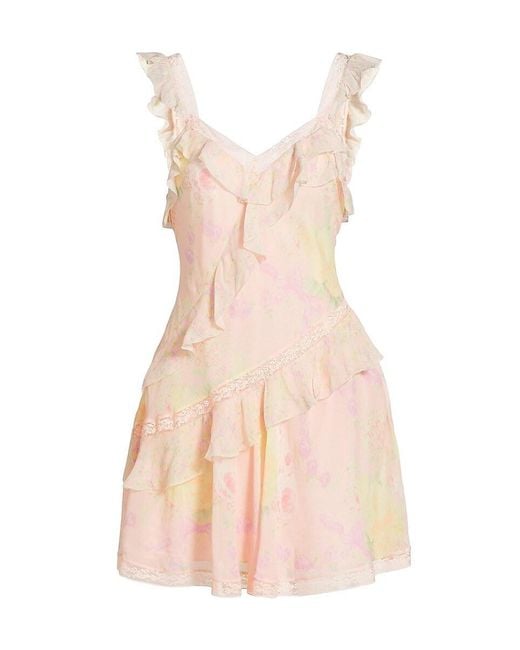 LoveShackFancy Pink Serima Ruffled Minidress