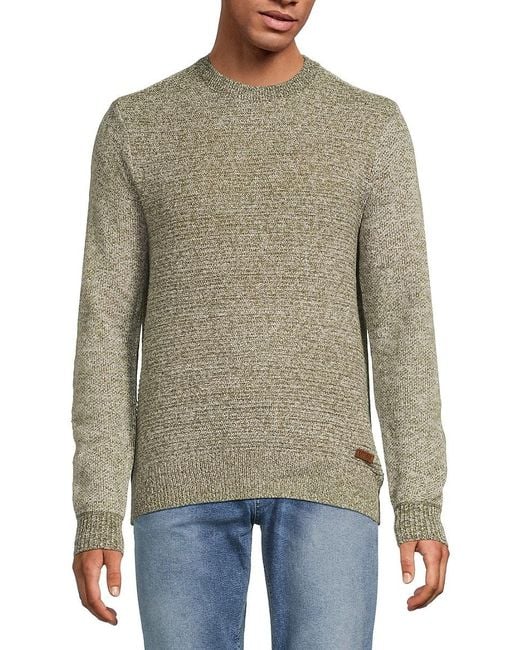 Buffalo David Bitton Gray Warrin Textured Crewneck Pullover Sweater for men