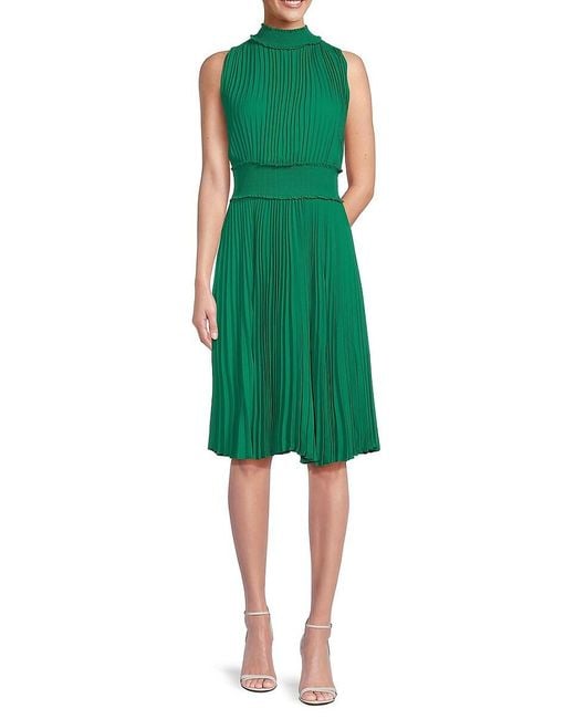 Nanette Lepore Green Accordian Pleated Dress