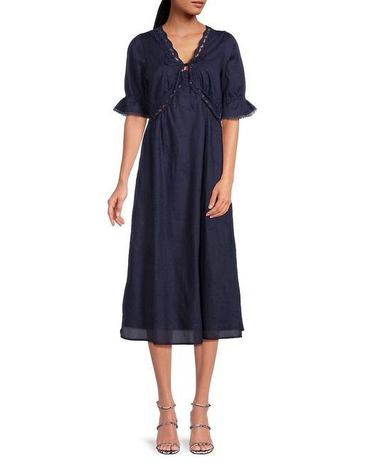 Sam Edelman Blue Dasie Lace Midi A-line Dress