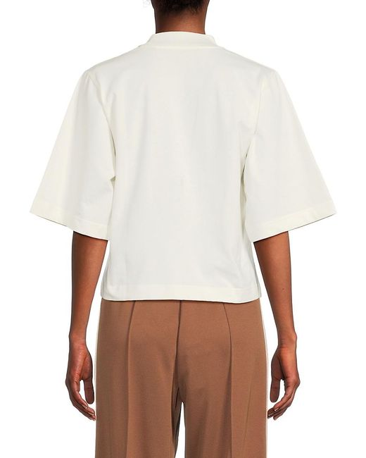 Palm Angels White Cropped Mock Turtleneck Cotton Tee