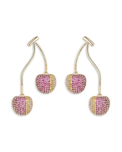Eye Candy LA Pink Luxe Goldtone & Cubic Zirconia Double Cherry Drop Earrings