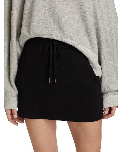 Saks Fifth Avenue Black Stretch Knit Drawstring Miniskirt