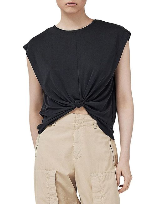 Rag & Bone Blue Jenna Cap Sleeve Knot T Shirt