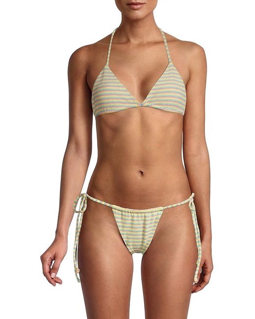 Frankie s Bikinis Synthetic Tia Halterneck Triangle Bikini Top In Yellow Lyst