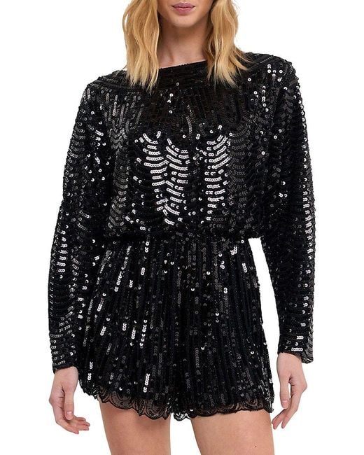 Endless Rose Synthetic Boatneck Sequin Mini Dress in Black | Lyst