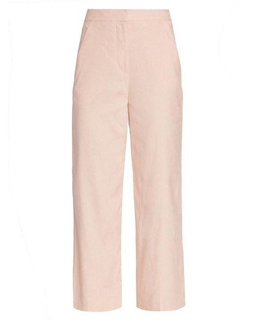 Veronica Beard Pink Brixton Linen-Blend Crop Pants