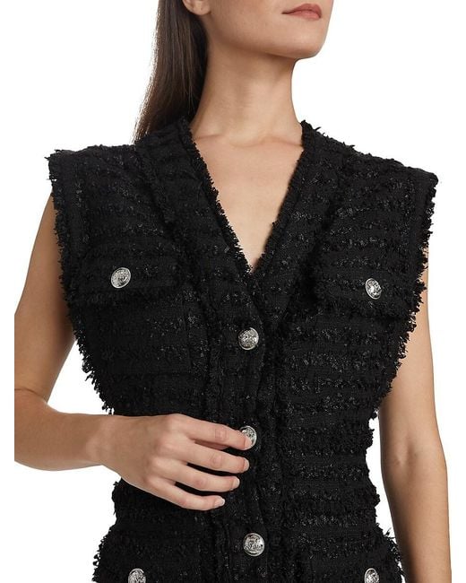 Nicholas the Label Black Sylvia Fringed Tweed Minidress