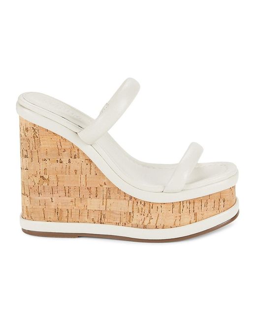 SCHUTZ SHOES White Ully Leather Wedge Sandals