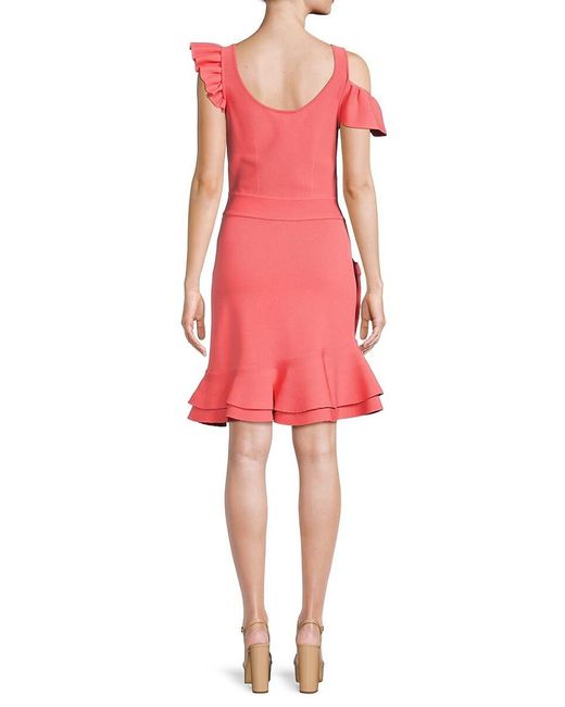 Alexander McQueen Pink Ruffle Cold Shoulder Mini Dress