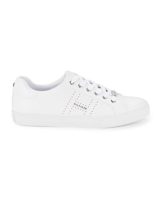 Tommy Hilfiger White Lustern Round Toe Sneakers