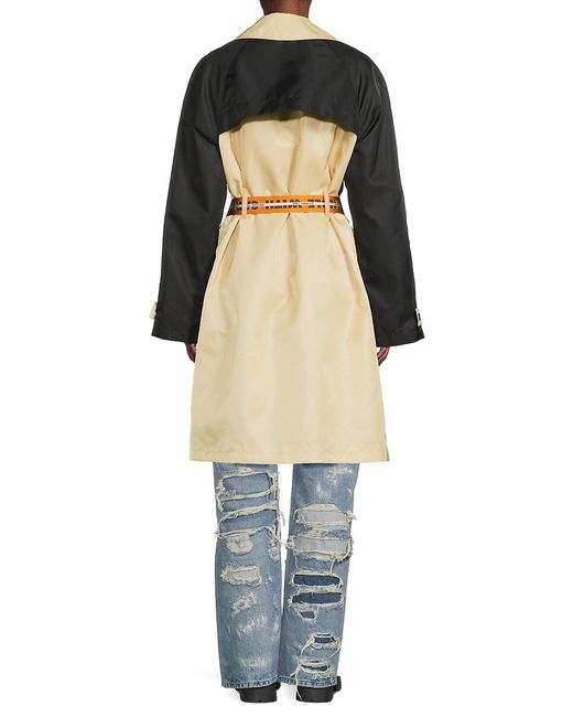 Heron Preston Contrast Belted Double Breasted Longline Trench Coat Lyst Canada