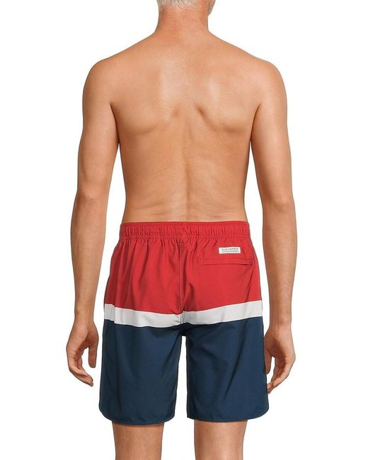Fair Harbor Red Colorblock Drawstring Shorts for men