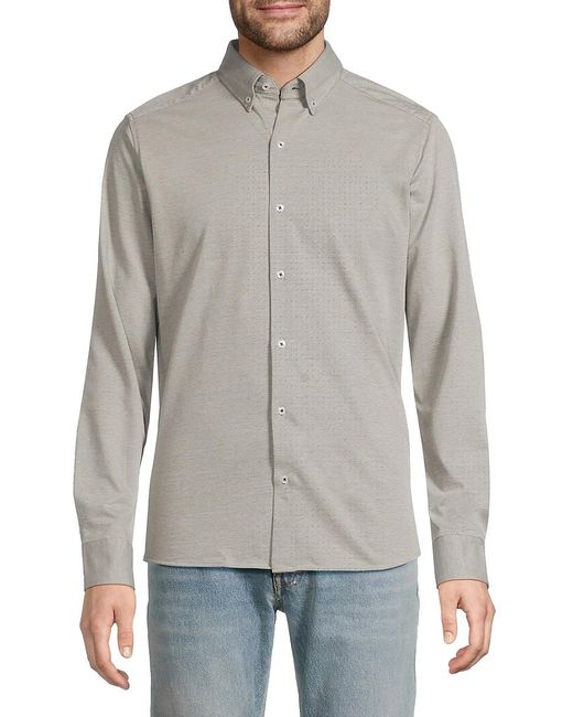 American Heritage Gray Solid Button Down Collar Shirt for men