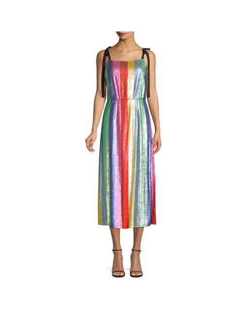 Boutique Lara Stripe Sequin Midi Party Dress