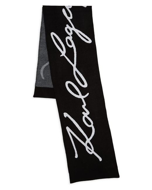 Karl Lagerfeld Black Logo Scarf for men