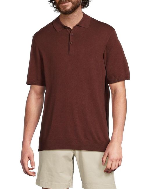 Kenneth Cole Men's Red Solid Short-sleeve Polo Shirt
