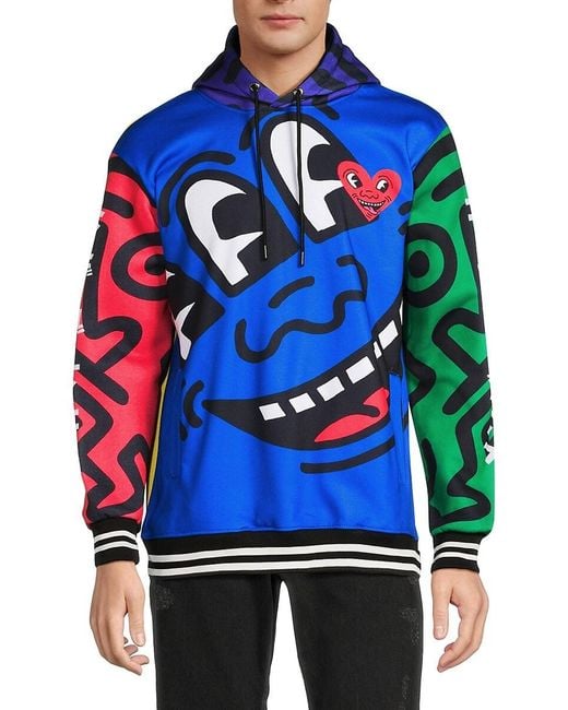 Members Only Blue 'Haring Graphic Hoodie for men
