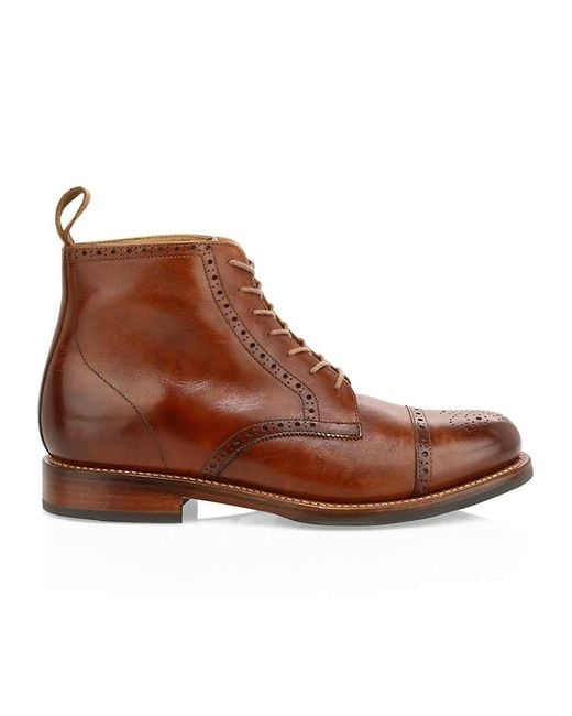 GRENSON Brown Shane Leather Brogue Boots for men