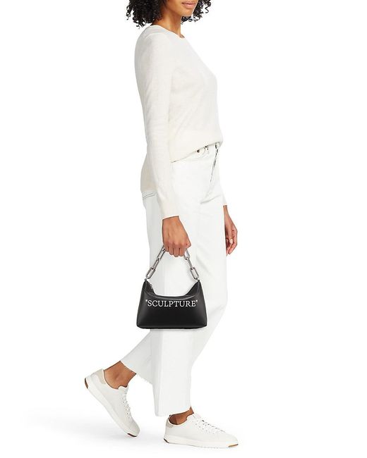 Off-White c/o Virgil Abloh Black Block Pouch Quote Leather Shoulder Bag