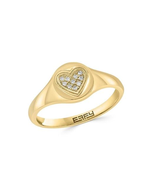 Effy Metallic 14k Yellow Gold & 0.04 Tcw Diamond Ring