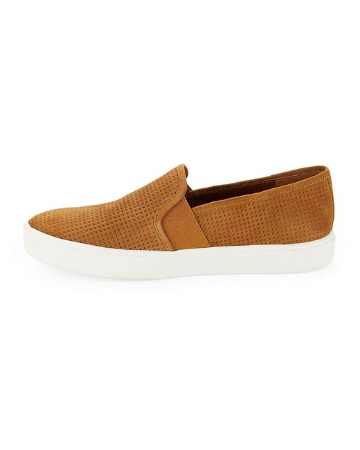 Vince Brown Blair Perforated Leather Slip On Sneakers