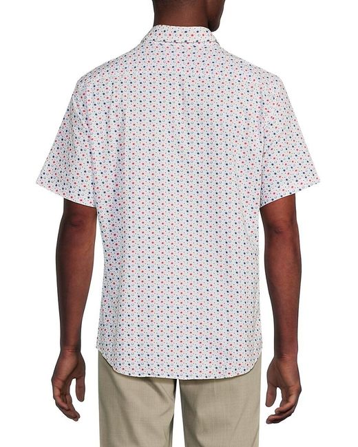 Brax White Hardyp Micro Print Short Sleeve Shirt for men