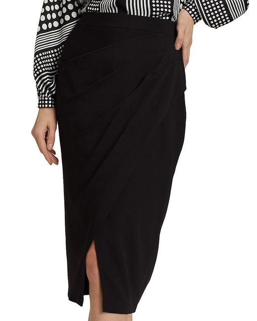 Tahari Black The Vivienne Wrap-Front Skirt