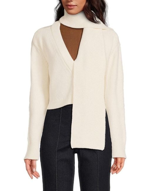 Alice + Olivia White Rutson Cardigan With Scarf