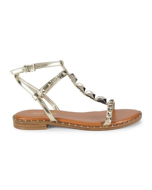 Nine West Metallic Marcila Studded Flat Sandals